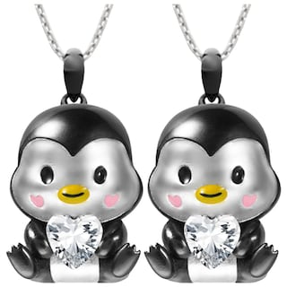 Foto 2 | Cadena con Dije de Pinguino High Mónaco Mxgui-002 2 Piezas Collar Pingüino/Corazón Negro/Blanco