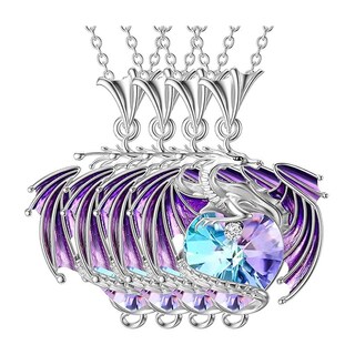 Foto 1 | Cadenas Con Dije High Monaco Mxrgk-004 4 Pzas Collar Dragón/corazón Plata/morado