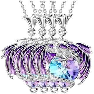 Foto 2 | Cadenas Con Dije High Monaco Mxrgk-004 4 Pzas Collar Dragón/corazón Plata/morado