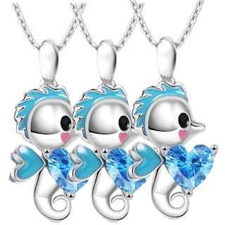 Foto 1 | Collar Caballo De Mar con Corazón High Monaco Mxaho-003 3 Pzas color Plata con Azul
