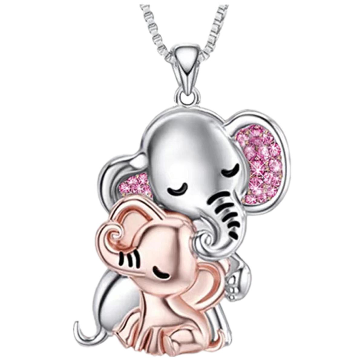 Dije De Elefantita Hermosa High Monaco  Mxehk-001  1 Pza  Collar Elefante  Plata/rosa