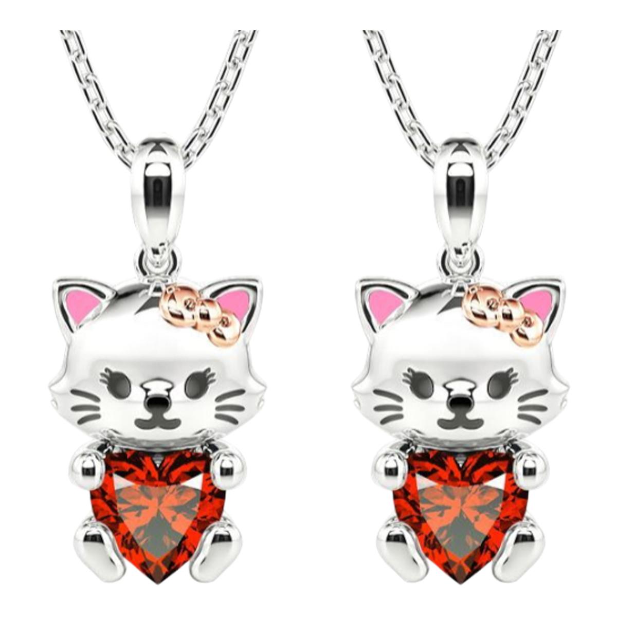 Collar De Gatita High Monaco  Mxtne-002  2 Pzas  Collar Gatita/corazón  Plata/rojo