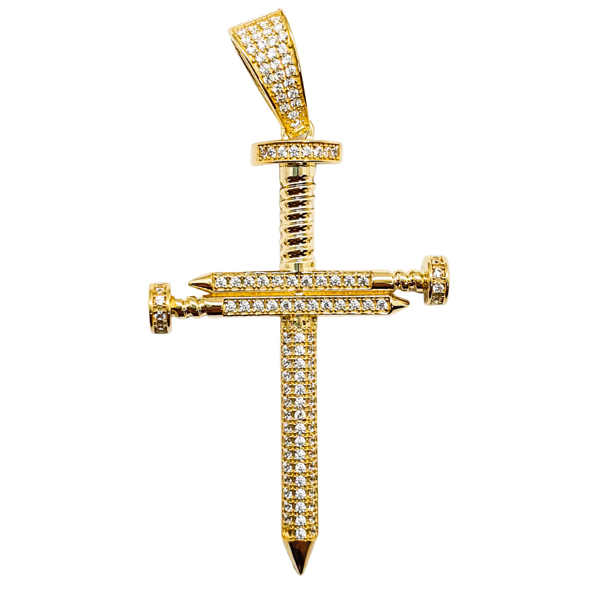 Foto 2 pulgar | Dije de  Oro 10k Cruz Crixus Joyería Clavos Blanca
