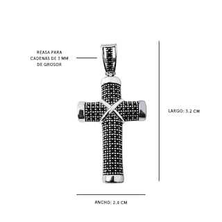 Foto 4 | Dije Cruz de Plata .925 Piedra Zirconia Negra Crixus Joyería