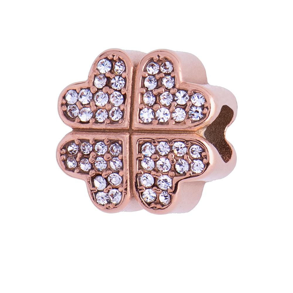 Charm para Pulsera Dije de Trébol Luckyly, Modelo Clover Oro Rosa