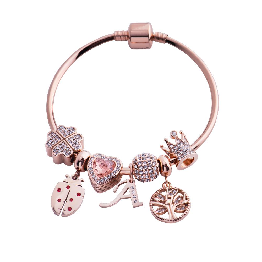 Foto 4 pulgar | Dije Letra S Luckyly Oro Rosa para Pulsera