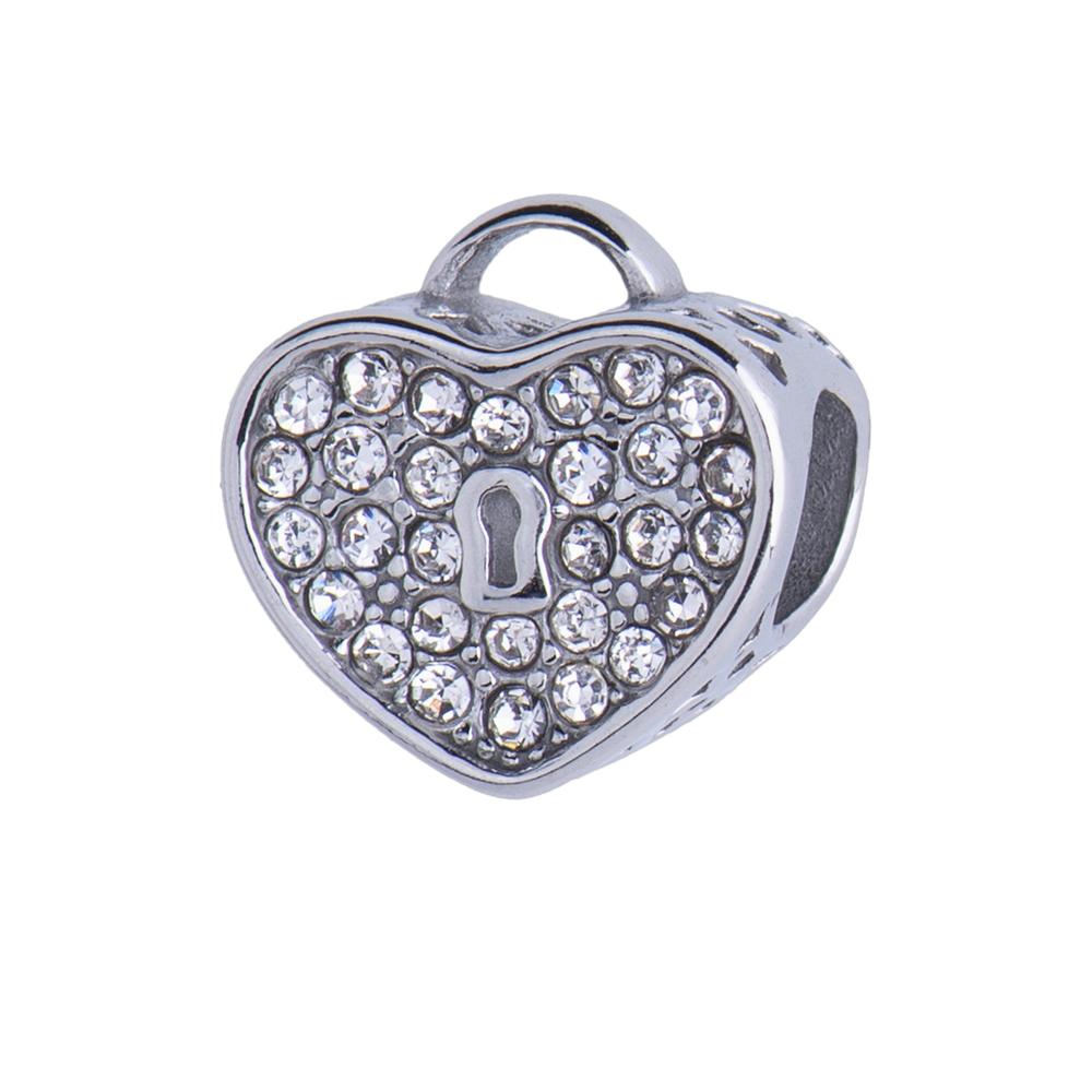 Foto 2 pulgar | Charm para Pulsera Dije de Corazón Candado Luckyly, Modelo Maca Plata