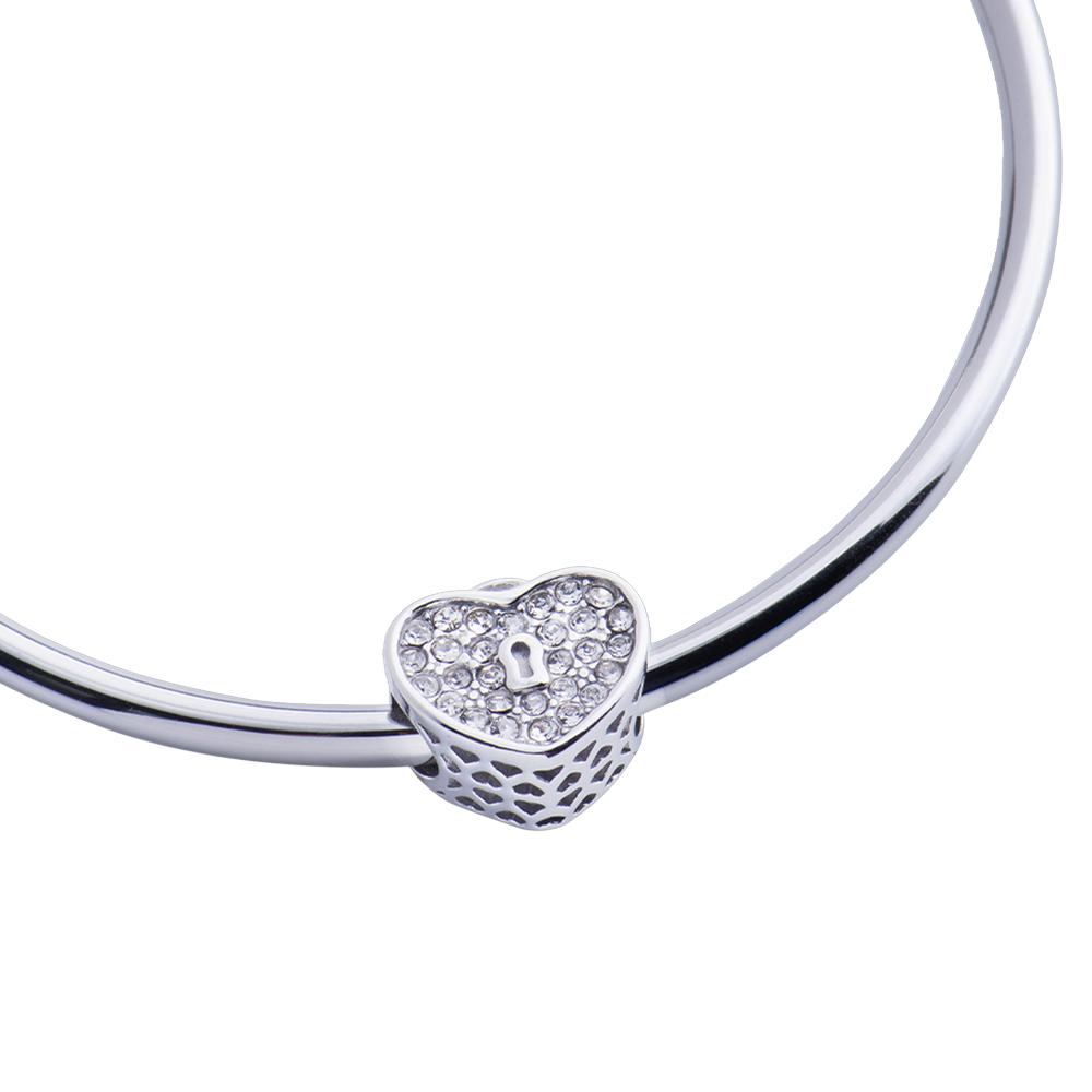 Foto 2 | Charm para Pulsera Dije de Corazón Candado Luckyly, Modelo Maca Plata