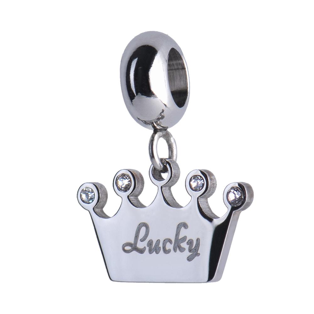 Charm para Pulsera Dije de Corona Luckyly, Modelo Queen Plata