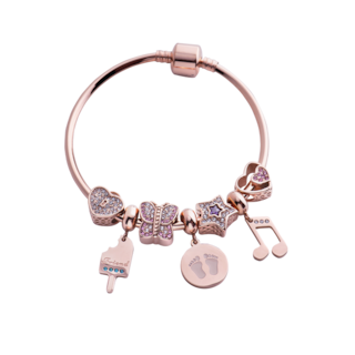 Foto 4 | Charm Para Pulsera Dije De Huellitas De Bebé Niña Luckyly Modelo Capri Oro Rosa