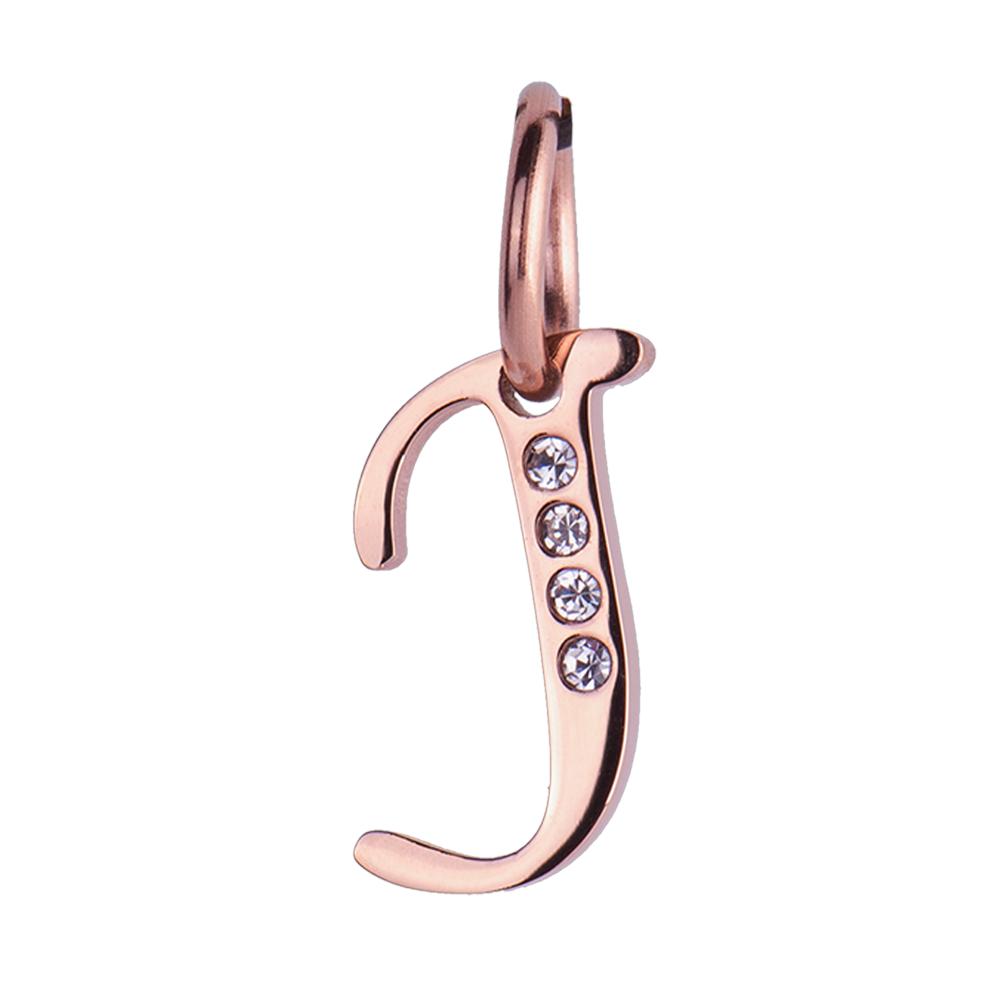 Foto 2 pulgar | Charm para Pulsera Inicial Letra J Luckyly Lizzy Oro Rosa