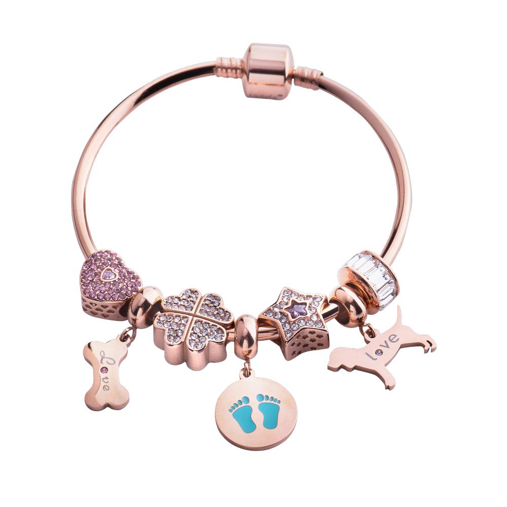 Foto 4 pulgar | Charm para Pulsera Dije de Flor Luckyly, Modelo Daisy Oro Rosa