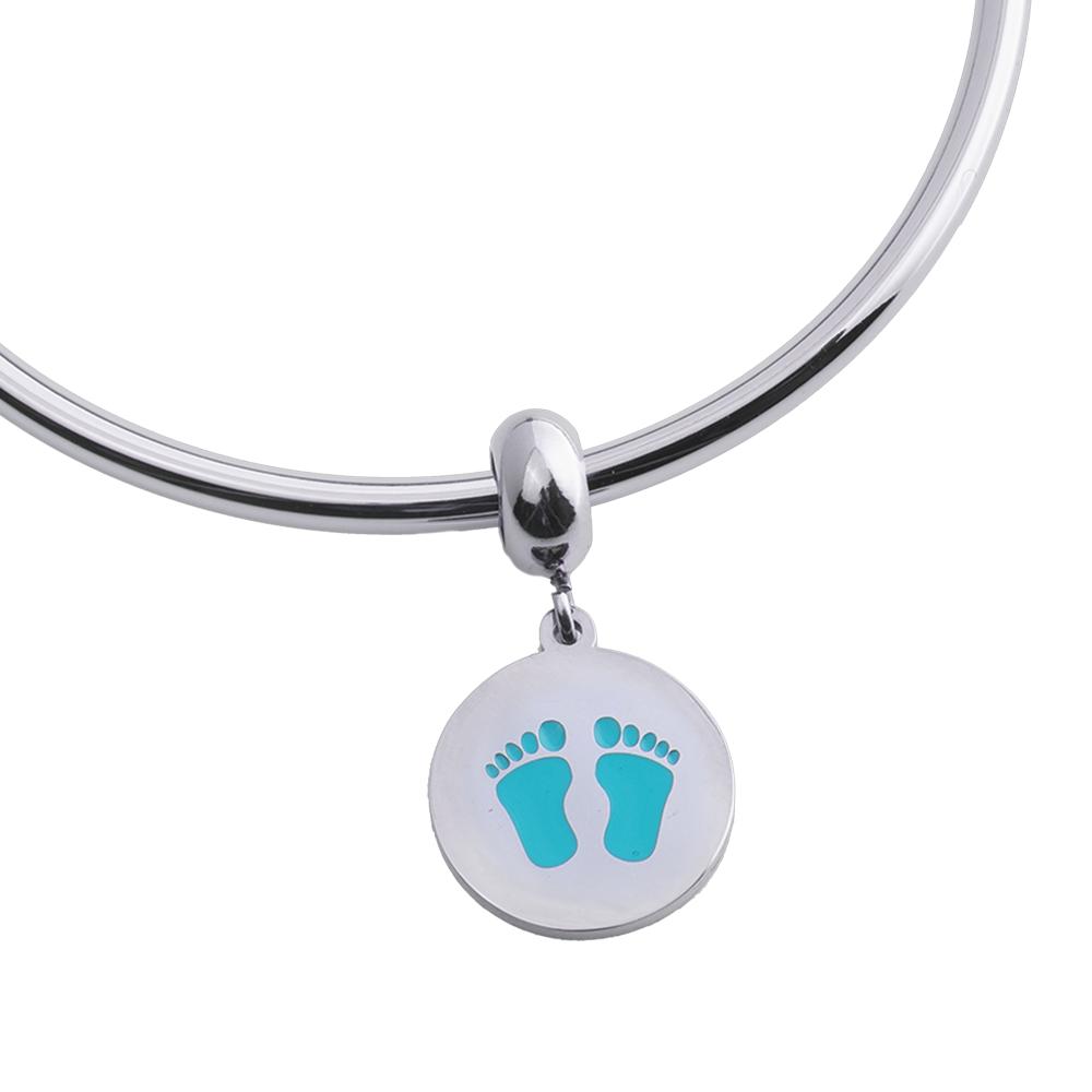 Foto 3 pulgar | Charm para Pulsera Dije de Huellitas de Bebé Niño Luckyly, Modelo Capri Plata