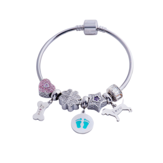 Foto 4 | Charm para Pulsera Dije de Huellitas de Bebé Niño Luckyly, Modelo Capri Plata