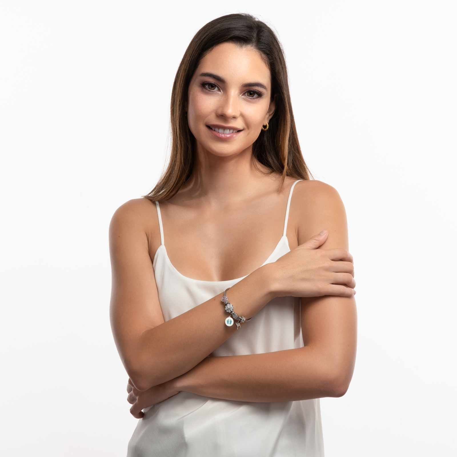 Foto 5 | Charm para Pulsera Dije de Huellitas de Bebé Niño Luckyly, Modelo Capri Plata