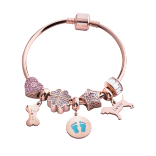 Foto 4 | Charm para Pulsera Dije de Huellitas de Bebé Niño Luckyly, Modelo Capri Oro Rosa