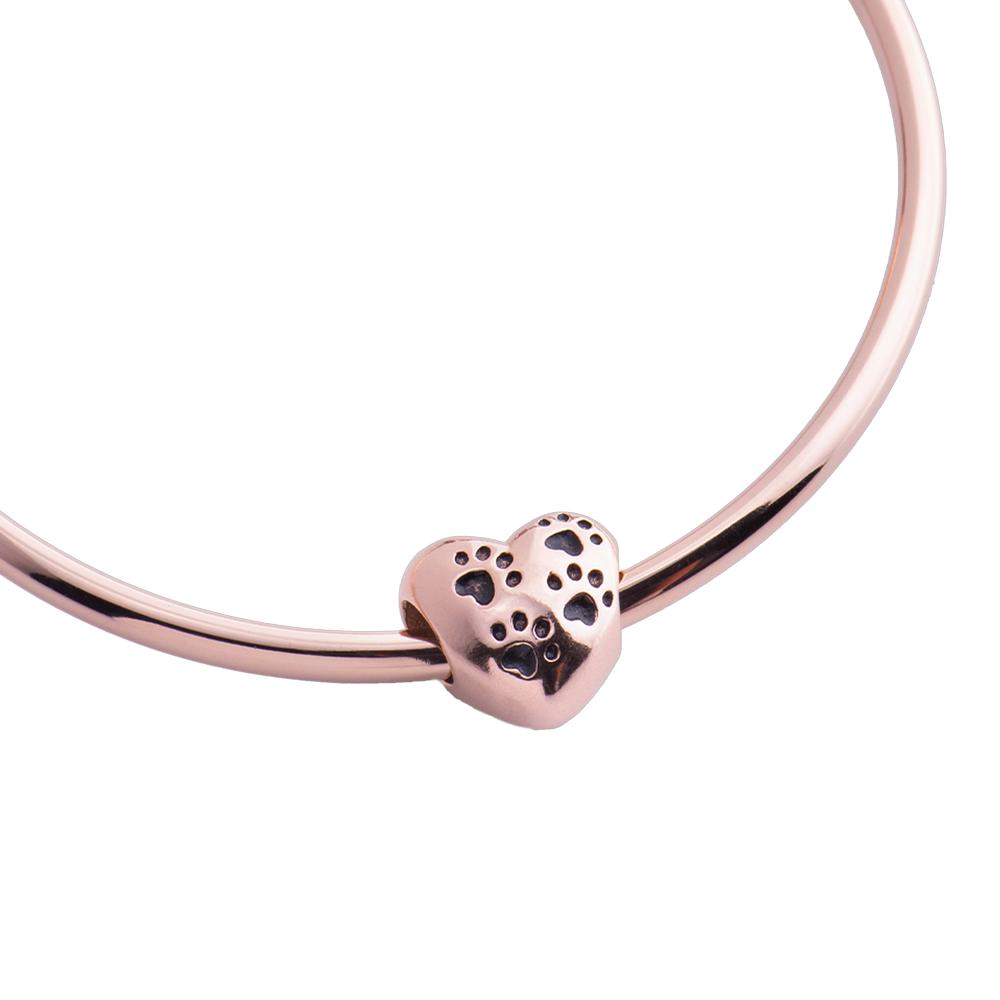 Foto 2 | Charm para Pulsera Dije de Corazón y Huellas de Perro Luckyly, Modelo Dora Oro Rosa