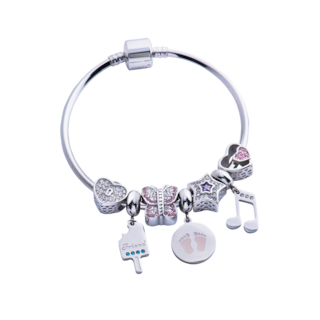 Foto 4 | Charm para Pulsera Dije de Huellitas de Bebé Niña Luckyly, Modelo Capri Plata