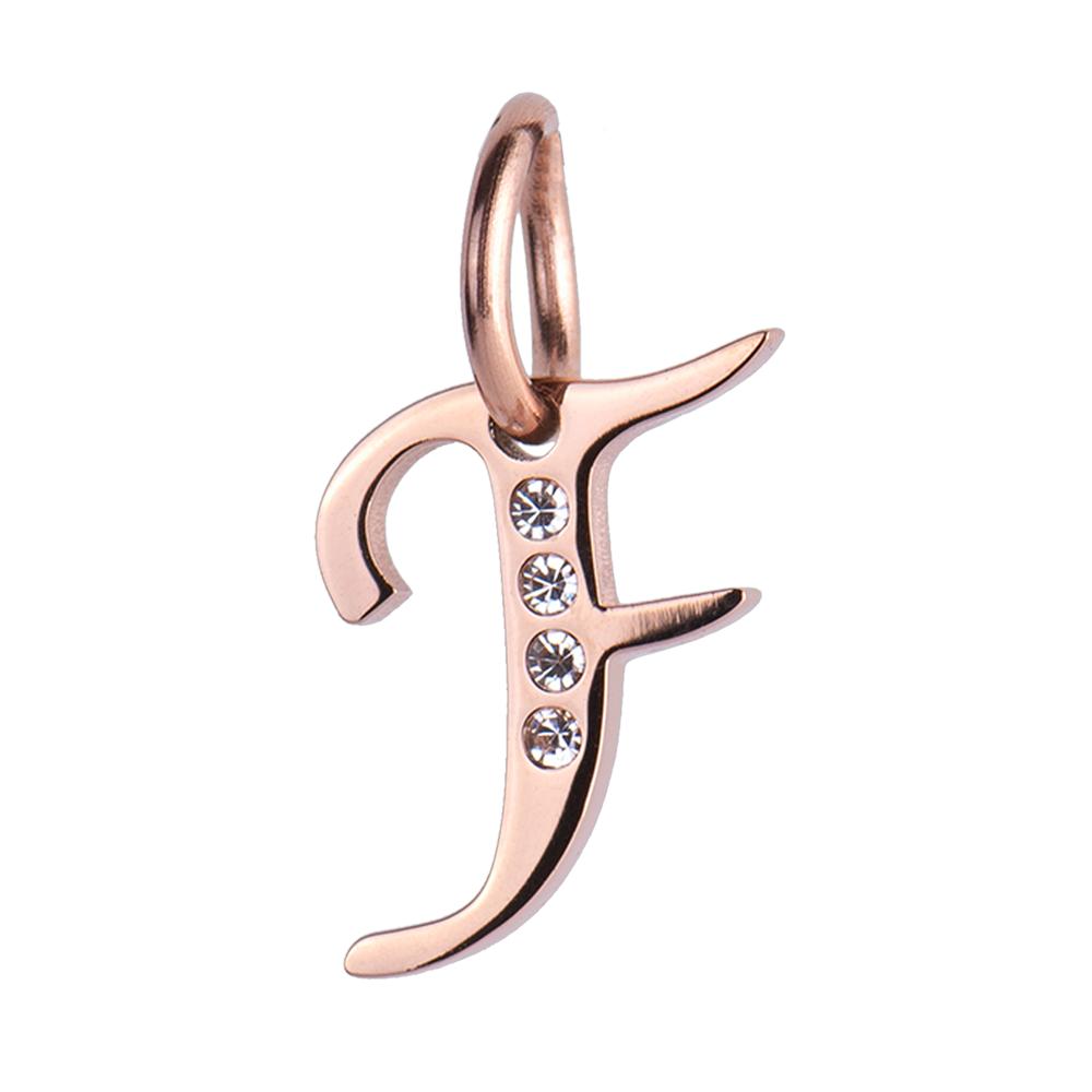 Foto 2 pulgar | Charm para Pulsera Inicial F Luckyly Lizzy Oro Rosa