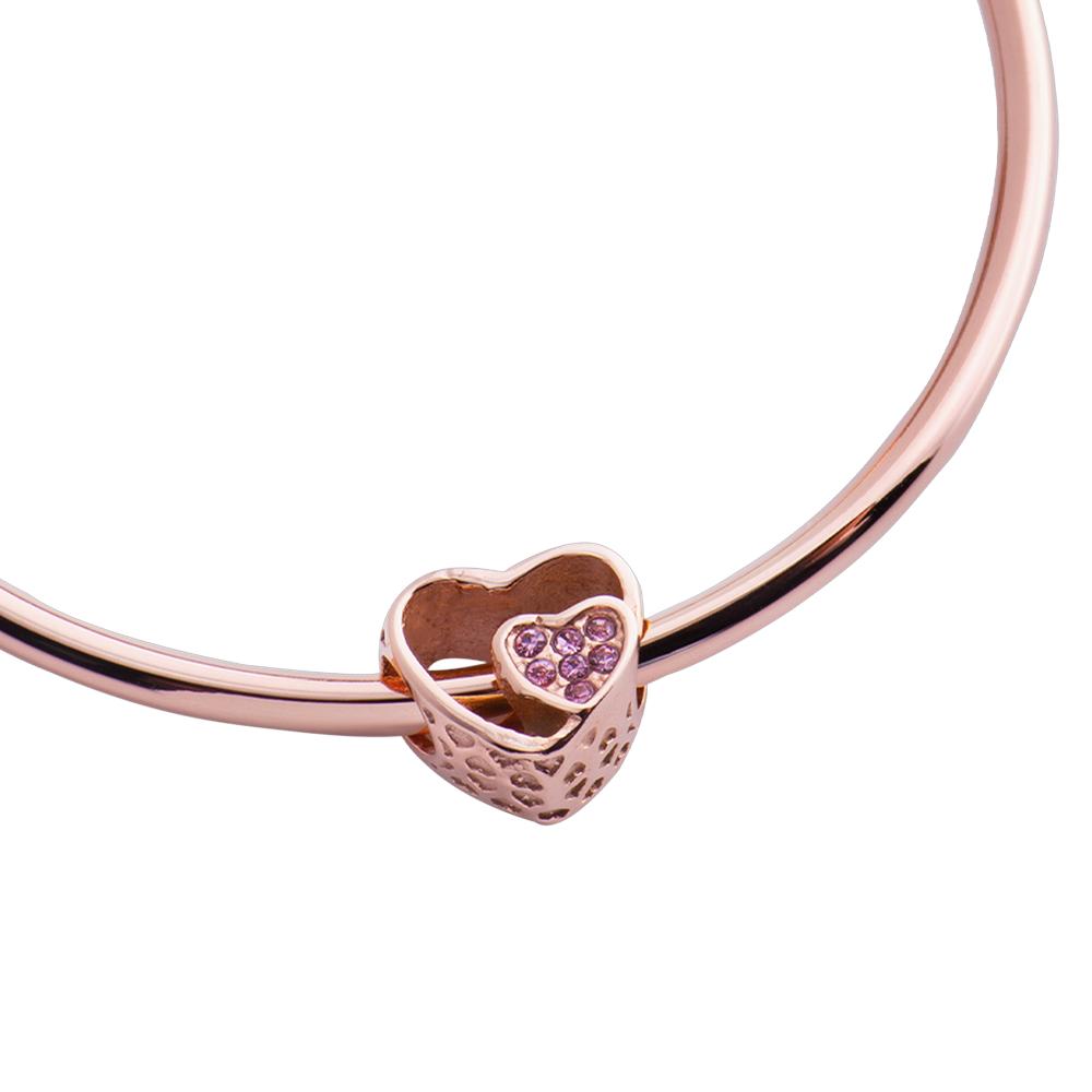 Foto 2 | Charm para Pulsera Dije de Corazón Doble Luckyly, Modelo Talia Oro Rosa