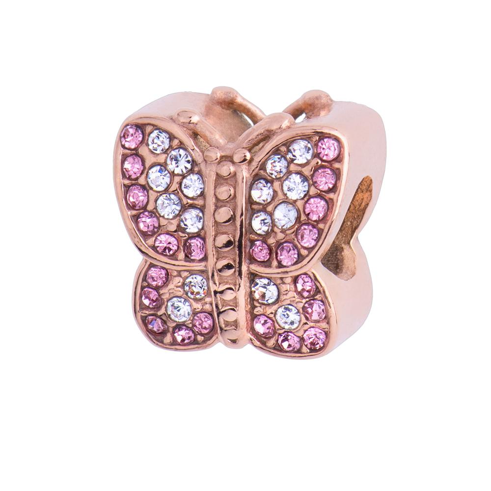 Charm para Pulsera Dije de Mariposa Luckyly, Modelo Bathia Oro Rosa