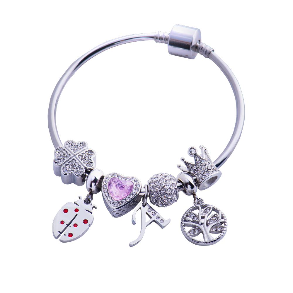 Foto 4 pulgar | Charm para Pulsera Dije Inicial Letra Luckyly, Modelo Lizzy Plata, Letra A