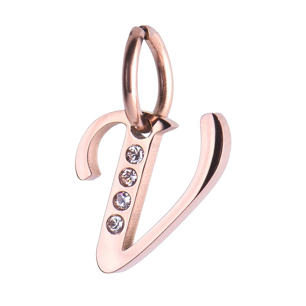 Dije para Pulsera LuckyLy Lizzy Oro Rosa Letra V