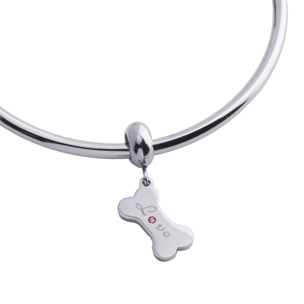 Foto 3 pulgar | Charm para Pulsera Dije de Hueso de Perro Luckyly, Modelo Fetch Plata