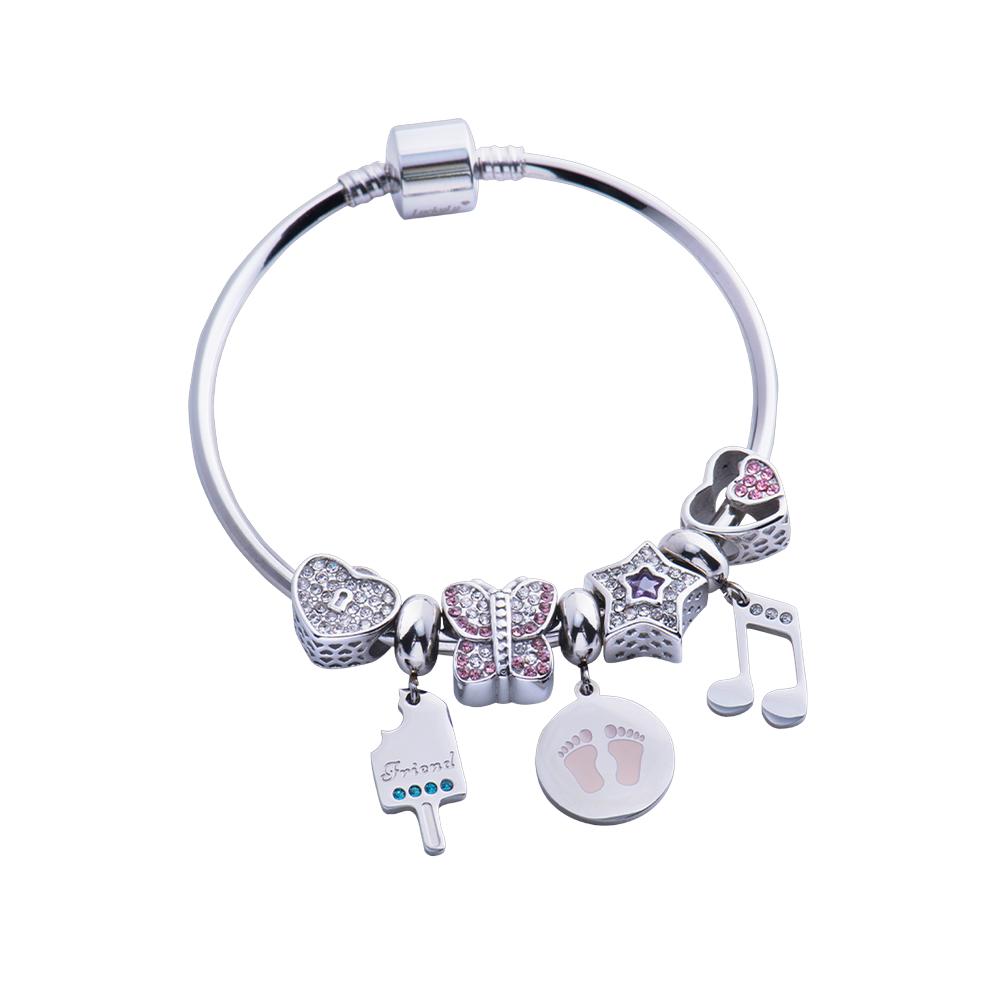 Foto 4 pulgar | Charm para Pulsera Dije de Corazón y Huellas de Perro Luckyly, Modelo Dora Plata