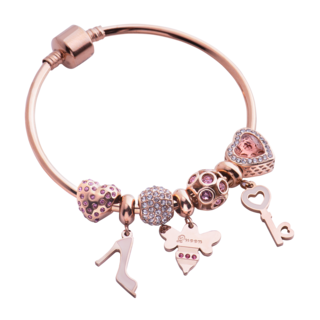 Foto 3 | Charm para Pulsera Dije de Bolita Luckyly, Modelo Dani Oro Rosa