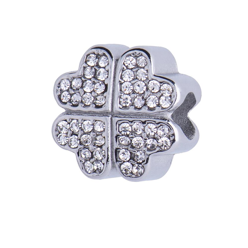 Charm para Pulsera Dije de Trébol Luckyly, Modelo Clover Plata