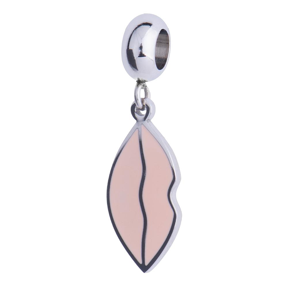 Charm para Pulsera Dije de Labios tipo Beso Luckyly, Modelo Lips Plata