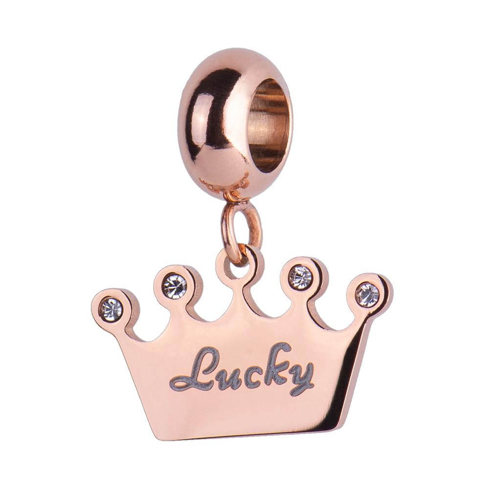 Foto 2 pulgar | Charm para Pulsera Dije de Corona Luckyly, Modelo Queen Oro Rosa