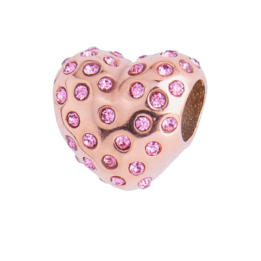 Charm para Pulsera Dije de Corazón Luckyly, Modelo Katia Oro Rosa