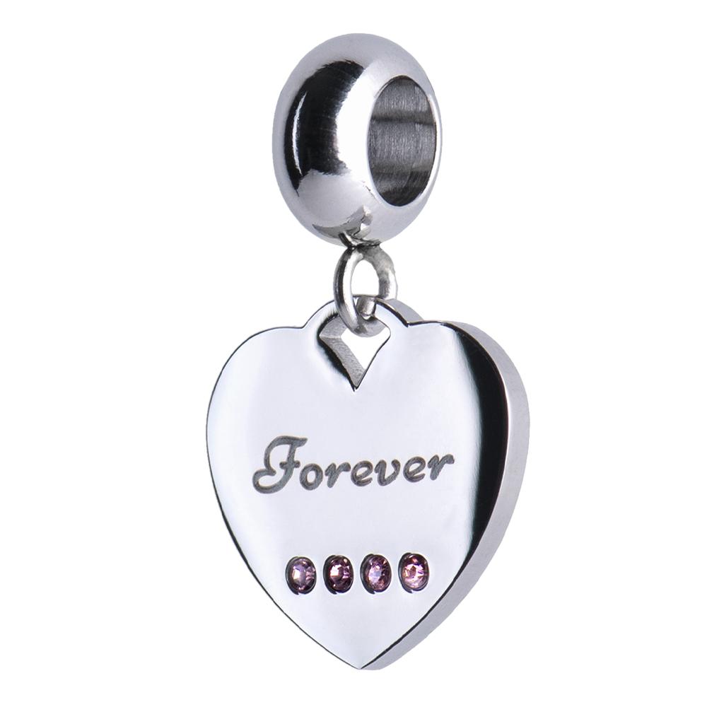 Charm para Pulsera Dije de Corazón Luckyly, Modelo Forever Plata