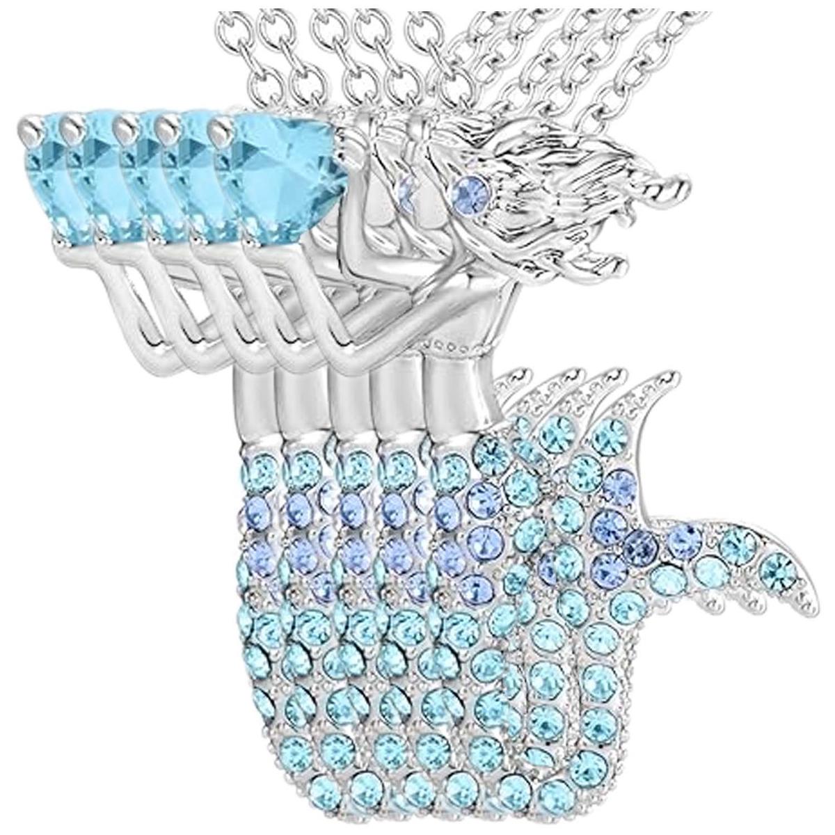 Foto 2 pulgar | Dije De Sirena Y Circonia Cadenas High Monaco Mxnkn-005 5 Piezas color Plata Y Azul