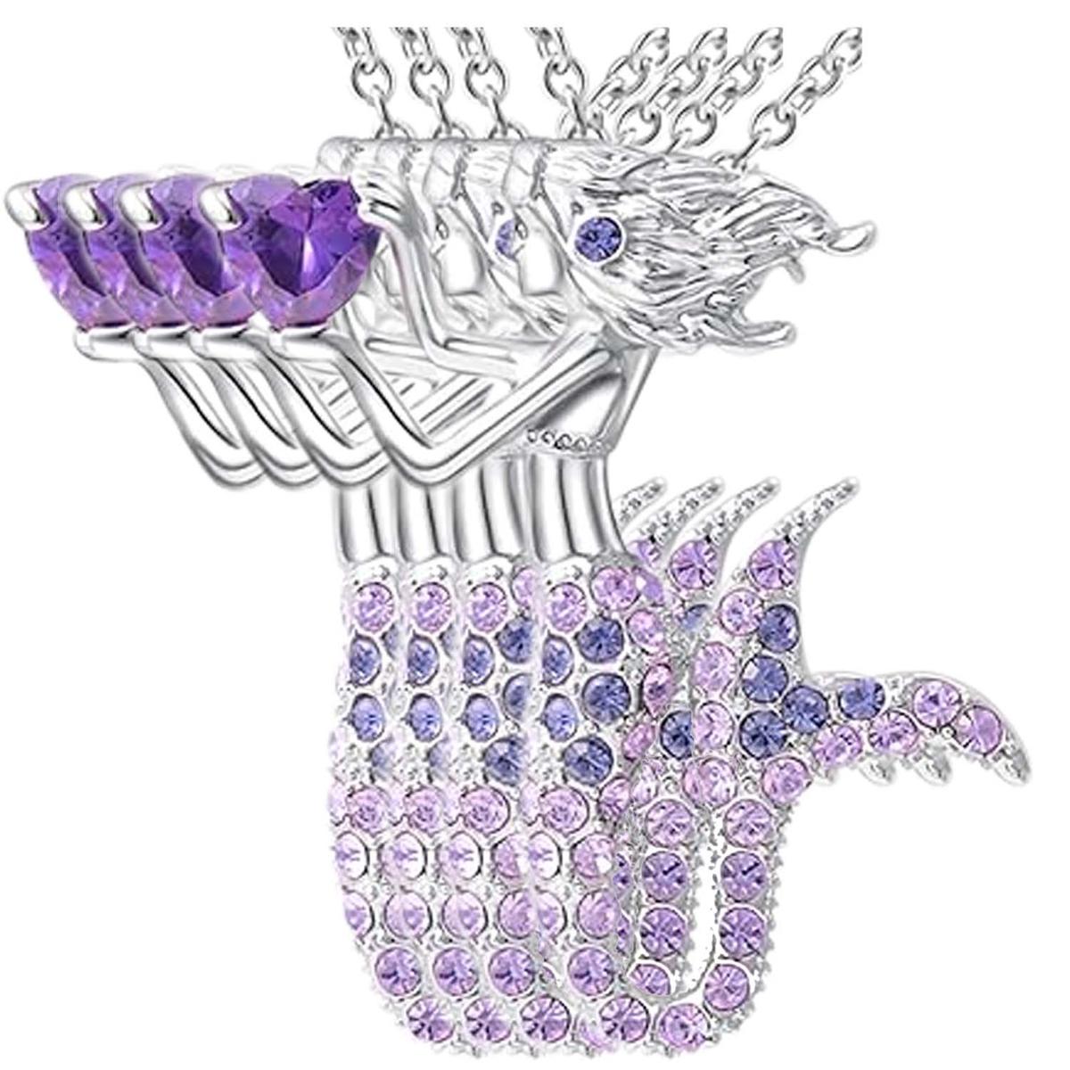 Sirena Cadenas Hermosas High Monaco Mxknn-004 4 Piezas color Plata Y Morado