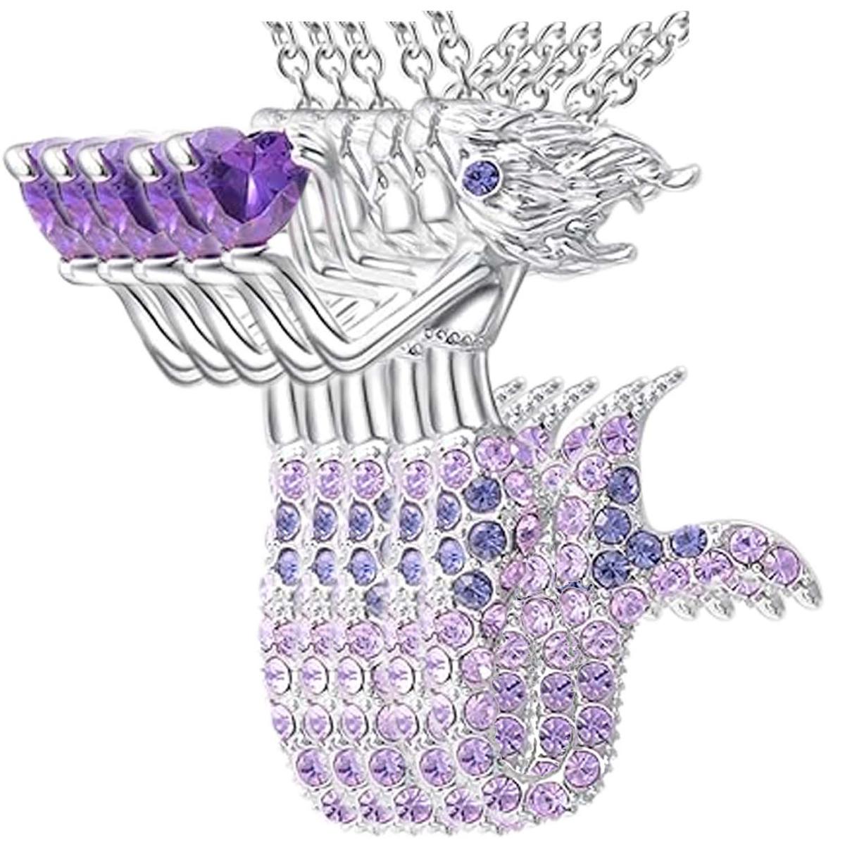 Sirena Dijes De Cadenas High Monaco Mxknn-005 5 Piezas color Plata Y Morado