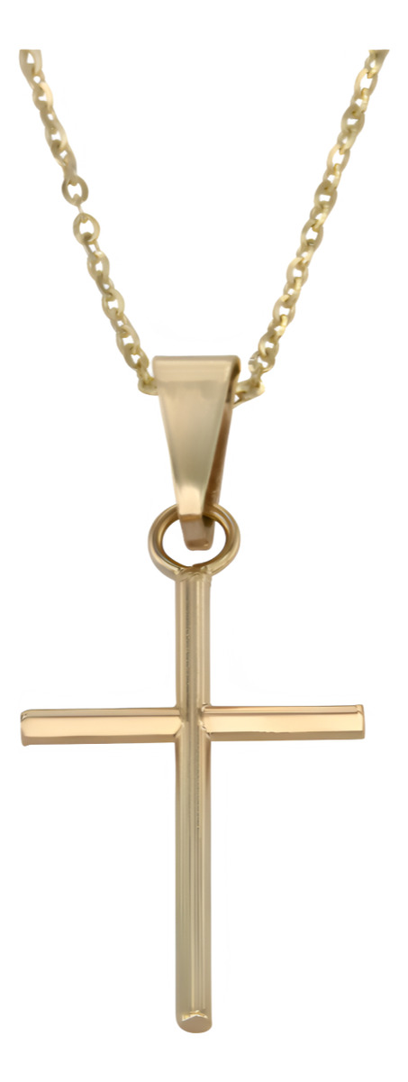 Foto 2 pulgar | Dije de Cruz de Tubo Oro de 10k