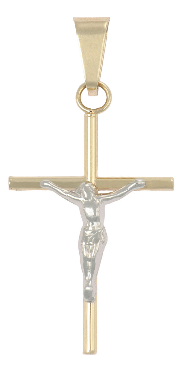 Foto 1 | Dije de Cruz de Tubo con Cristo Rodinado de Oro de 10k