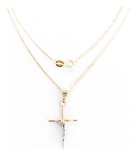 Foto 3 | Dije de Cruz de Tubo con Cristo Rodinado de Oro de 10k