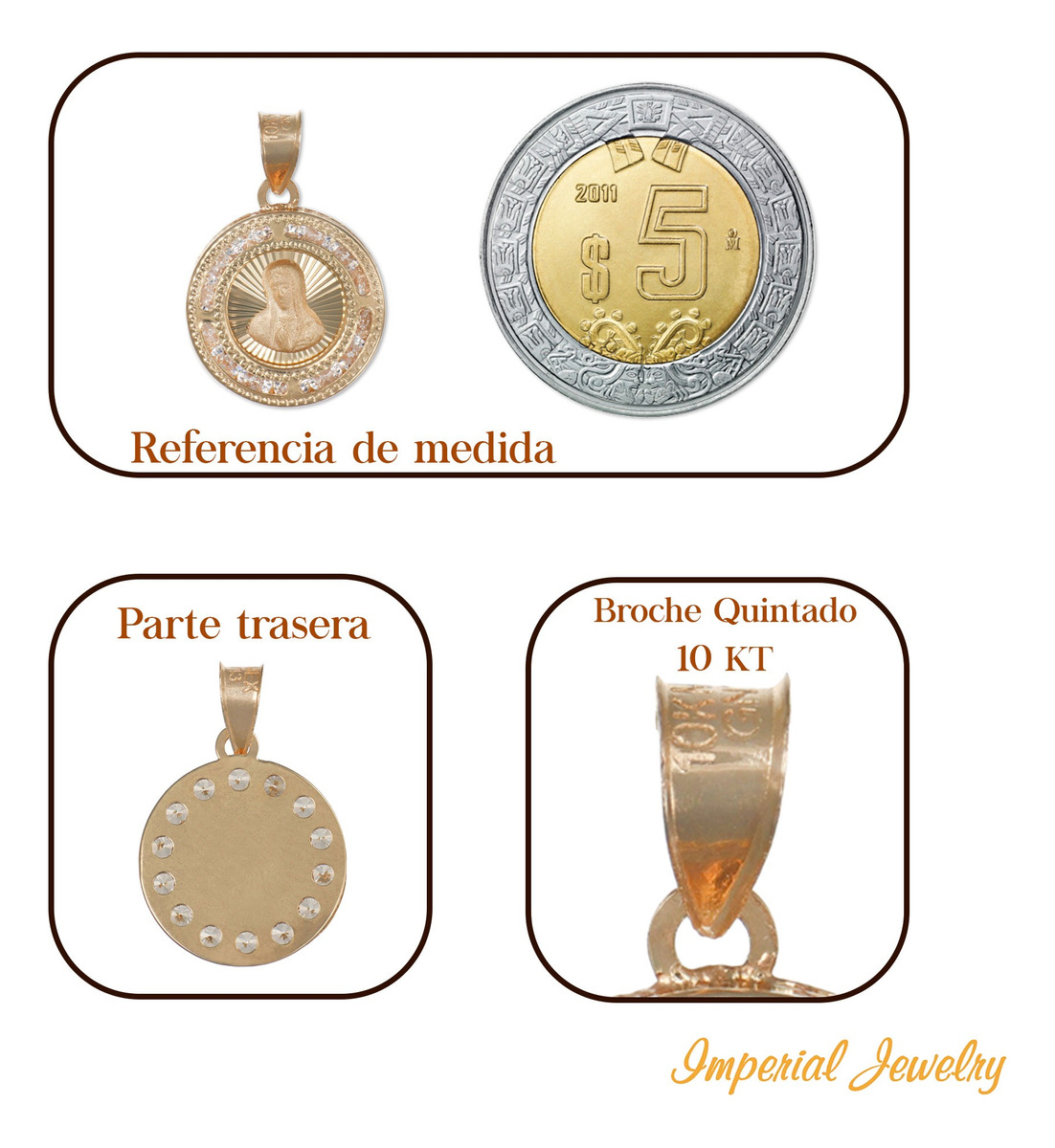 Foto 4 pulgar | Medalla de Oro de 10k Nacional de Rostro de la Virgen