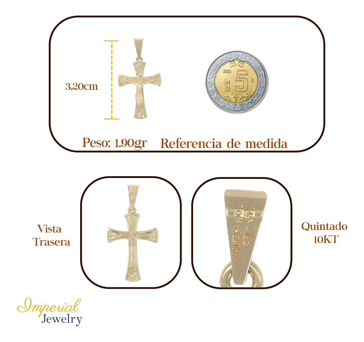 Foto 3 pulgar | Dije En Figura De Cruz Con Cristo Arenado En Oro 10k 2.0 Grm