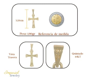 Foto 2 | Dije En Figura De Cruz Con Cristo Arenado En Oro 10k 2.0 Grm