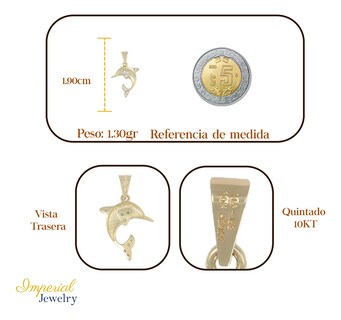 Foto 2 | Dije Con Figura De Delfin Con Aletas De Zirconia En Oro 10k