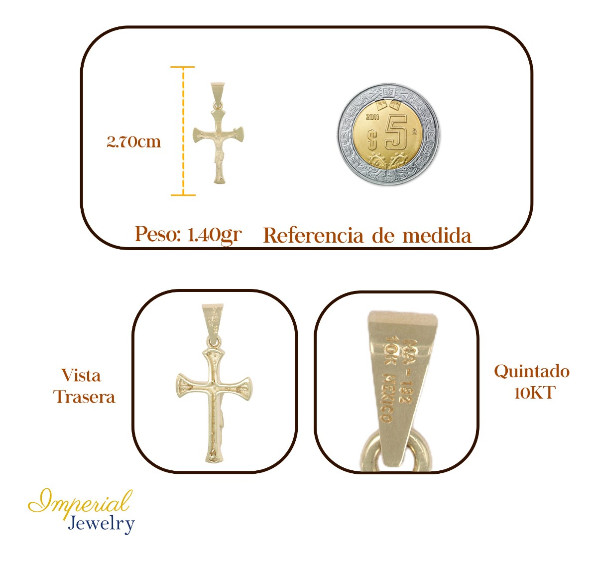 Foto 3 pulgar | Dije en Figura De Cruz Con Cristo Arenado En Oro 10k