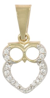 Foto 1 | Dije Figura De Búho Con Zirconia En Oro De 10k 1.0 Grm