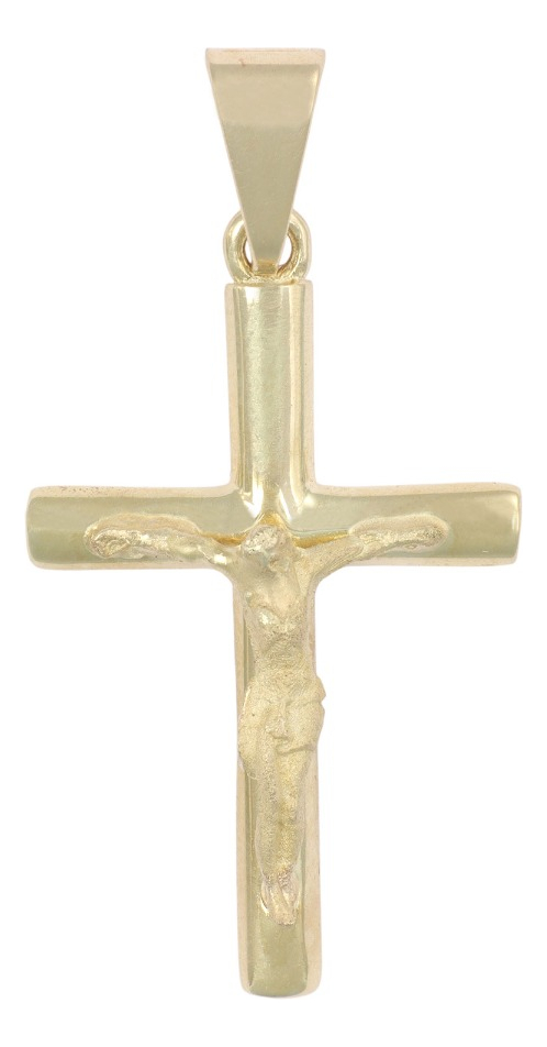 Dije En Figura De Cruz Con Cristo Arenado En Oro 10k