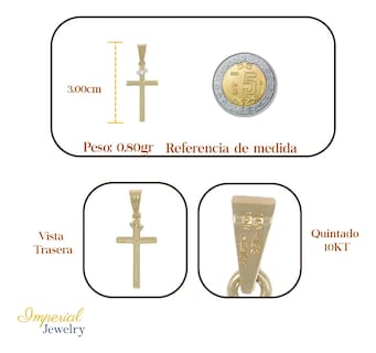 Foto 2 | Dije En Figura De Cruz Con Tira De Zirconia En Oro 10k 0.9 Grm