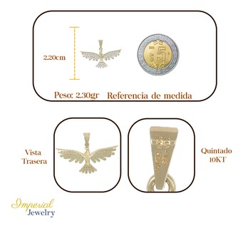 Foto 2 | Dije En Figura De Aguila Con Incrustacion De Zirconia En Oro De 10k 2.4 Grm